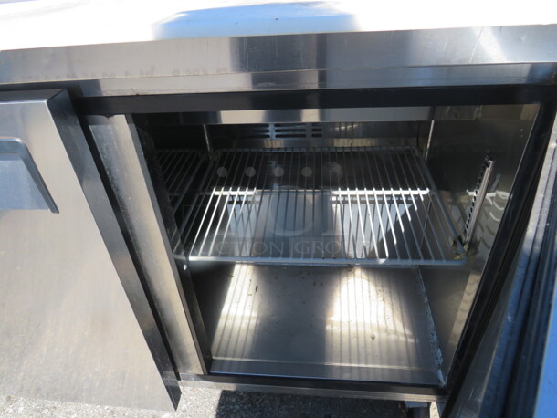One WORKING 2 Door Turbo Air Refrigerated Prep Table With 2 Racks, A Cutting Board On Casters. Model# MST-48. 115 Volt. 48X32X35 - Image 3 of 3