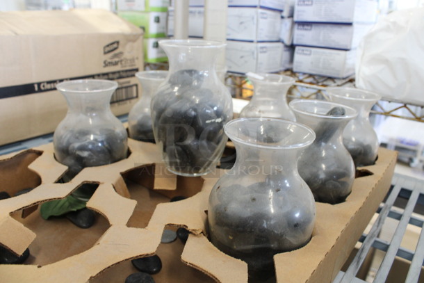 8 Glass Vases w/ Decorative Rocks. 3.5x3.5x5.5. 8 Times Your Bid! - Image 3 of 4