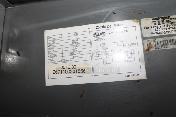 2010 CTB100 Metal Commercial Mini Cooler Merchandiser. 115 Volts, 1 Phase. Tested and Powers On But Does Not Get Cold - Image 3 of 3