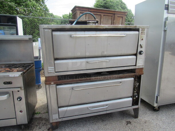 One Double Stack Bakers PRIDE Natural Gas Deck Oven. 60X48X71