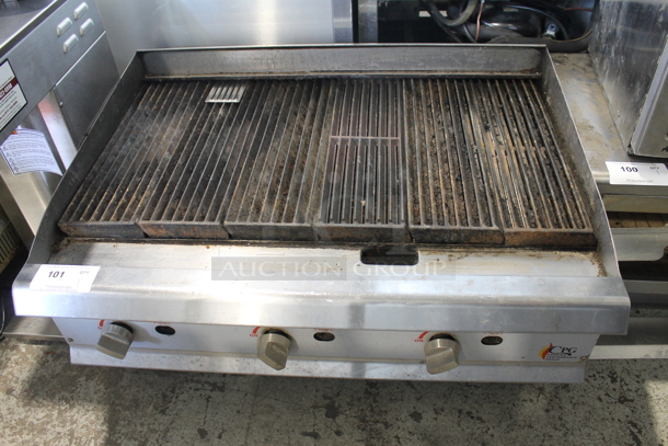CPG CBR36 Stainless Steel Commercial Countertop Natural Gas Powered Charbroiler Grill. 120,000 BTU.