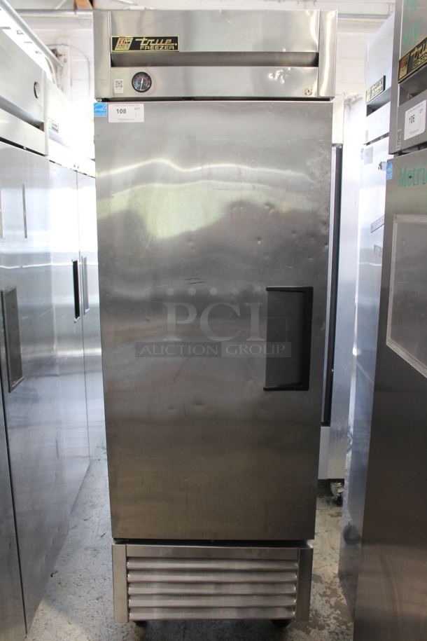 2013 True T-23F ENERGY STAR Stainless Steel Single Door Reach In Freezer w/ Poly Coated Racks on Commercial Casters. 115 Volts, 1 Phase. Tested and Working! - Image 1 of 5
