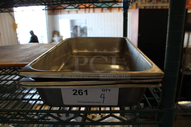 4 Stainless Steel Drop In Bins. 10x16.5x2.5. 4 Times Your Bid!