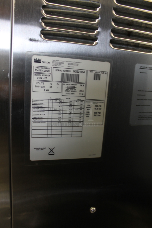 2012 Taylor 342D-27 Stainless Steel Commercial Floor Style Air Cooled 2 Flavor Frozen Beverage Machine w/ Drink Mixer Attachment on Commercial Casters. 208-230 Volts, 1 Phase. - Image 5 of 8