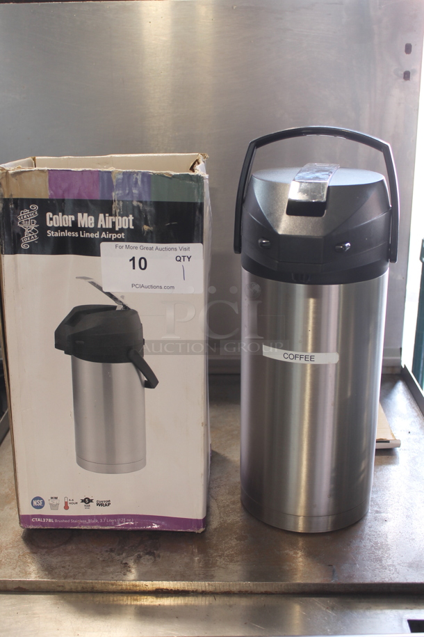 BRAND NEW SCRATCH AND DENT! Color Me Airpot Stainless Steel Lined Airpot. - Image 1 of 6