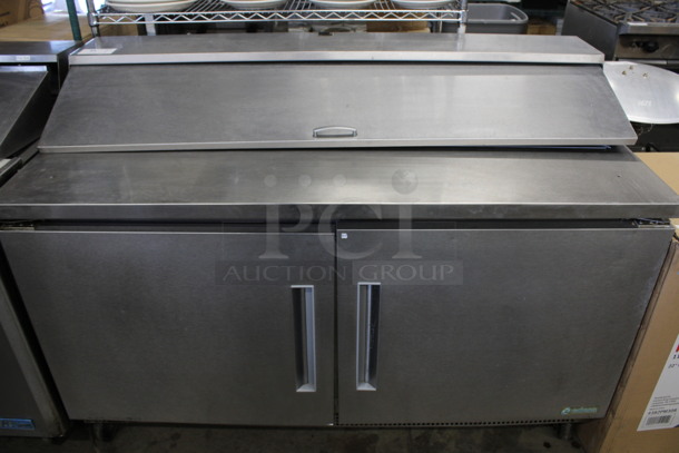 Edesa Model EDST-60-18 Stainless Steel Commercial Sandwich Salad Prep Table Bain Marie Mega Top on Commercial Casters. 115 Volts, 1 Phase. 60x30x43.5. Tested and Working!