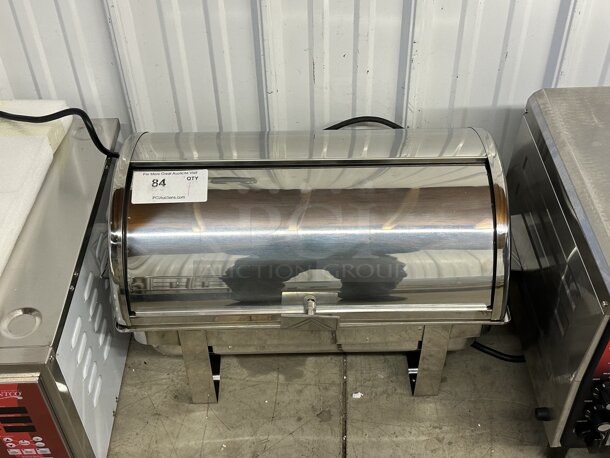 BRAND NEW SCRATCH AND DENT! Choice 407RTCHROM Stainless Steel Commercial Countertop Chafing Dish w/ Drop In and Rolling Lid. - Image 2 of 4