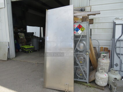 One Stainless Steel Table Top  With 10lb Can Opener Bracket. TOP AND BRACKET ONLY! No Legs No Can Opener. 84X30