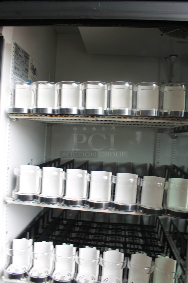 2012 True GDM-45EM-LD ENERGY STAR Metal Commercial 2 Door Reach In Cooler Merchandiser w/ Poly Coated Racks and Drink Sliders. 115 Volts, 1 Phase. Tested and Working! - Image 8 of 10