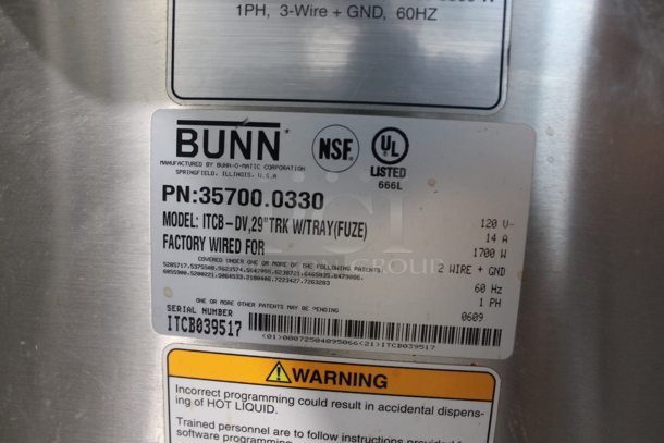 Bunn ITCB-DV Stainless Steel Commercial Countertop Iced Tea Machine w/ Poly Brew Basket. 120 Volts, 1 Phase.  - Image 8 of 9