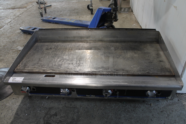 Star Max Stainless Steel Commercial Countertop Natural Gas Powered Flat Top Griddle.  - Image 1 of 7
