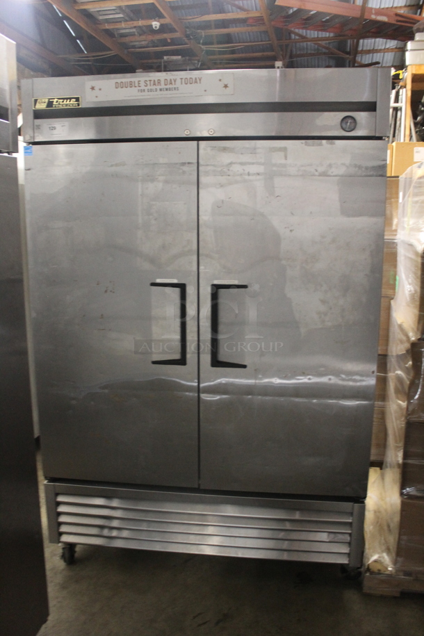 2013 True T-49F Commercial Stainless Steel Two Solid Door Reach-In Freezer With Polycoated Shelves. 115V, 1 Phase. Tested and Working! - Image 1 of 6