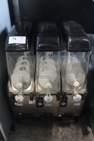 Elmeco FC 3 Stainless Steel Commercial Countertop 3 Hopper Slushie Machine. 115 Volts, 1 Phase. Tested and Powers On But Does Not Get Cold