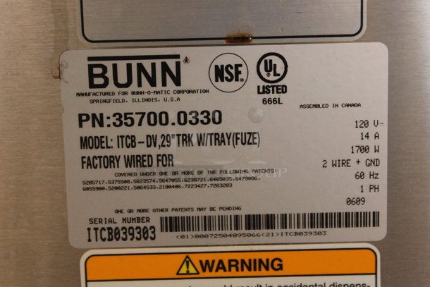 Bunn ITCB-DV Stainless Steel Commercial Countertop Iced Tea Machine. 120 Volts, 1 Phase.  - Image 4 of 5