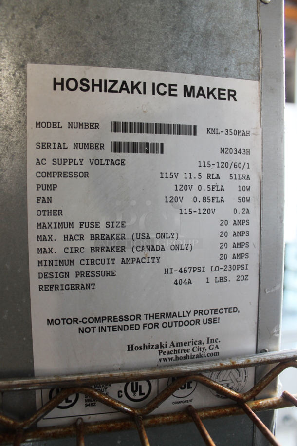 Hoshizaki KML-350MAH Stainless Steel Commercial Ice Machine Head on Commercial Ice Bin. 115-120 Volts, 1 Phase. - Image 7 of 7