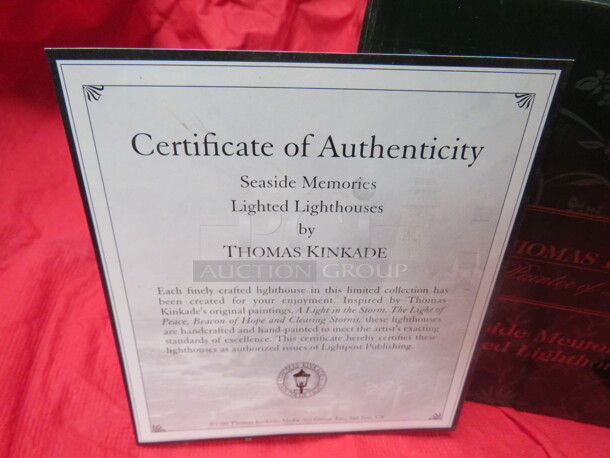 One NEW Thomas Kincade A LIGHT IN THE STORM Lighted Lighthouse. Complete With Certificate Of Authenticity. - Image 3 of 3