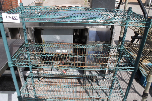 Green Finish 4 Tier Wire Shelving Unit. BUYER MUST DISMANTLE. PCI CANNOT DISMANTLE FOR SHIPPING. PLEASE CONSIDER FREIGHT CHARGES. - Image 2 of 3