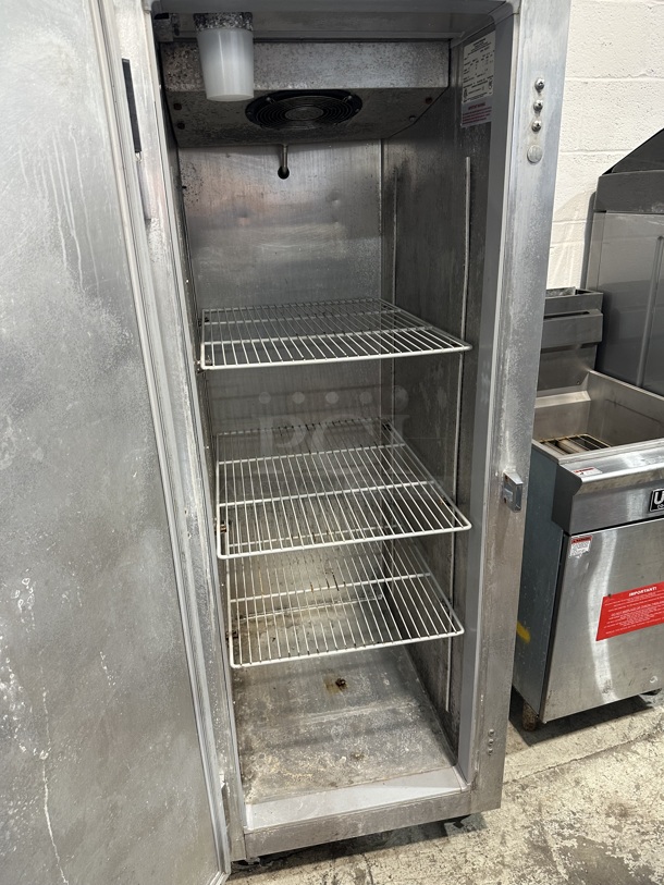 Continental 1F Stainless Steel Commercial Single Door Reach In Freezer w/ Poly Coated Racks on Commercial Casters. 115 Volts, 1 Phase. Tested and Powers On But Does Not Get Cold - Image 7 of 7