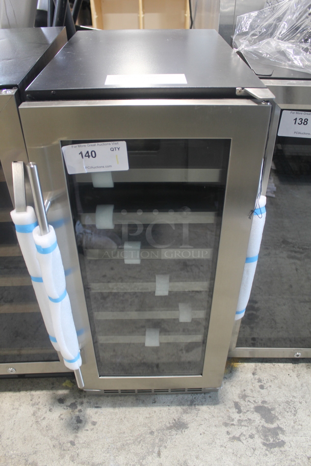 BRAND NEW SCRATCH AND DENT! Danby DWC031D1BSSPR Wine Cooler With Glass Door Trimmed In Stainless Steel And Metal Pull Out Shelves, Black. 115V. Tested and Working!  - Image 1 of 5