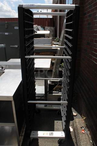 Black Poly and Metal Pan Transport Rack on Commercial Casters.
