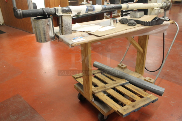 Wooden Table w/ Contents on Commercial Casters. - Image 2 of 3