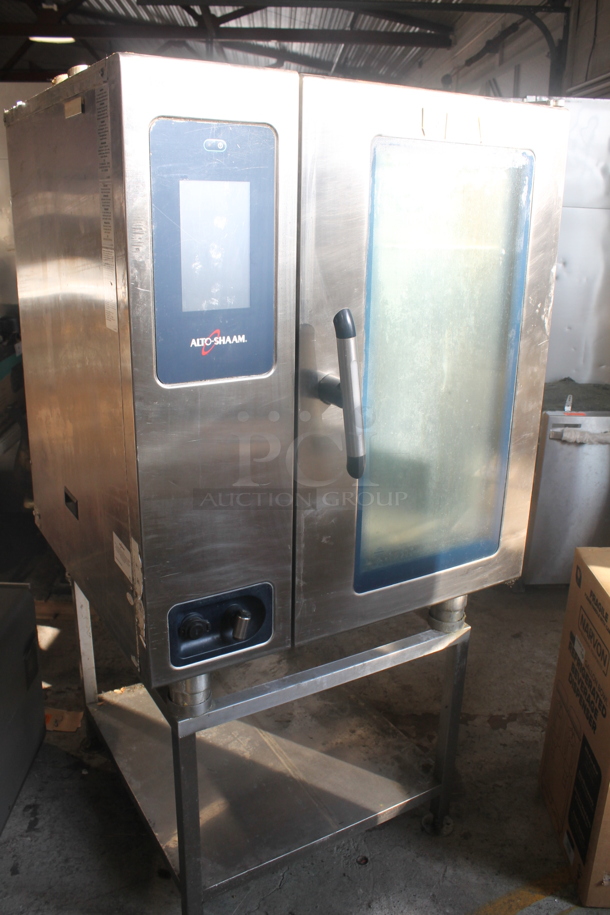 LATE MODEL Alto Shaam CTP10-10E Commercial Stainless Steel Combitherm With Pan Racks And Polycoated Shelves On Utility Cart With Galvanized Legs.  208-240V, 3 Phase. - Image 2 of 6
