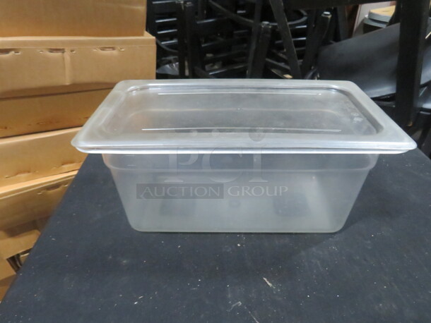 One 1/3 Size 6 Inch Deep Food Storage Container With Lid.