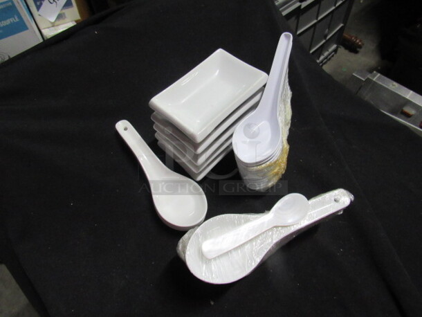 One Lot Of Assorted Sauce Cup And Spoons.