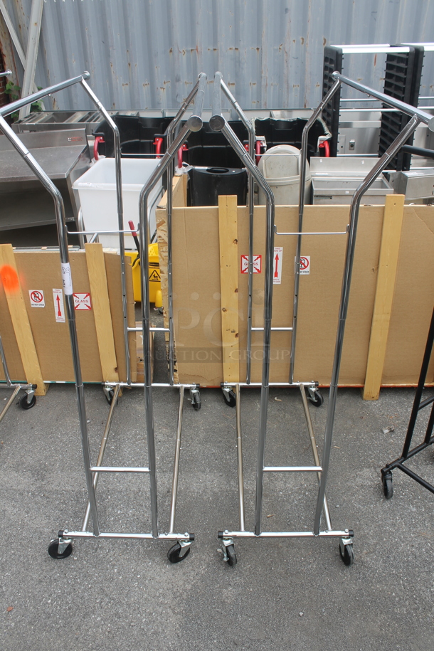 2 Chrome Finish Metal Clothing Racks on Commercial Casters. 2 Times Your Bid! - Image 1 of 4