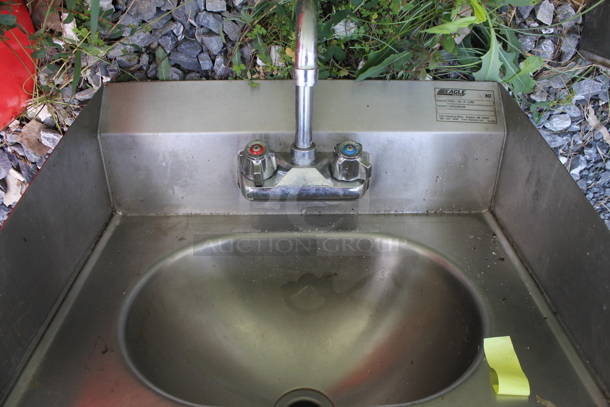 Eagle HSA-10-F-LRS Stainless Steel Commercial Single Bay Wall Mount Sink w/ Faucet and Handles. - Image 2 of 4