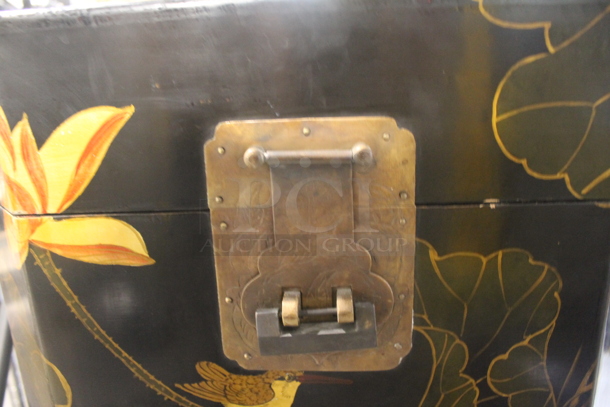 2 Black Chest w/ Lotus Flower Pattern. Units Are Locked. 2 Times Your Bid! - Image 3 of 7