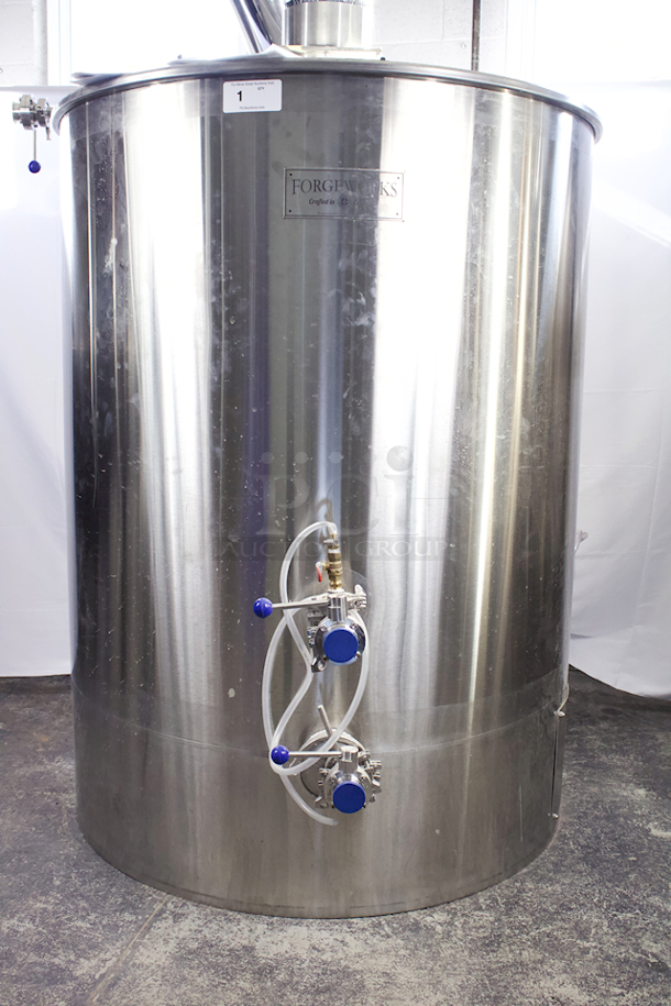 BRAND NEW/NEVER FIRED Forgeworks Stainless Steel 7 Barrel (320 Gallon) Franken Kettle-Whirlpool Combo Model 7KU With Midco Economite Burner (Natural & Propane Compatible) And Keyway. Uninsulated, Single Wall, Gas Fired. Certified Never Used. 48x71 - Image 1 of 11