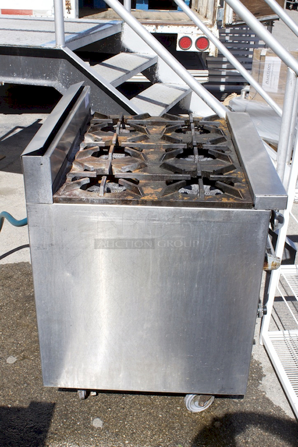 NICE! 36" 6 Burner Convection Oven W/ Gas Line. Works Great!  - Image 4 of 8