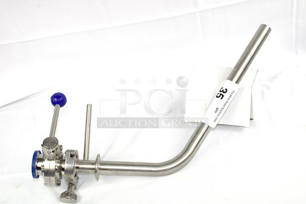 NEW/NEVER USED 60 Degree Rotating Racking Arm With Tri-Clamp & Butterfly Valve - Image 4 of 4