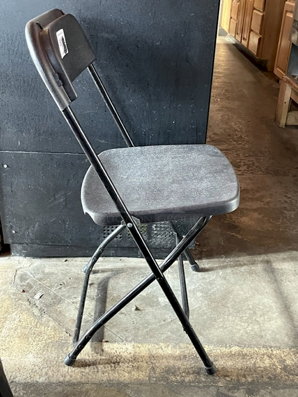 FAT STACK! U-line H-8200BL Plastic Event Chairs, Indoor/Outdoor. Designed For Easy Stacking/Nesting. Seat Dimensions:16x16" Seat Height: 18", Overall: 17 3/4 x 19 1/2 x 31 3/4", Folded: 17 3/4 x 2 x 38 1/4". 9x Your Bid - Image 3 of 5