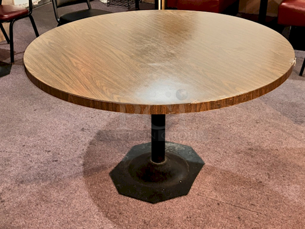 SWEET! 50" Round Wood Table Top With Weighted Octagon Base. 50x29 - Image 3 of 4