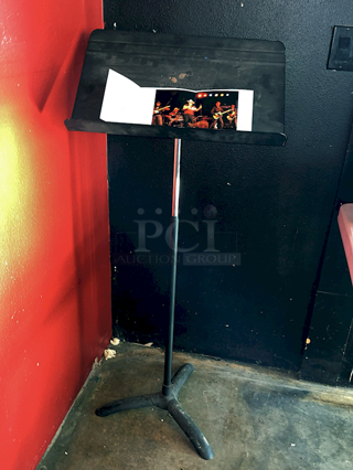 ADJUSTABLE! Music Holder W/ Cast Iron Cross Base - Adjustable Height. 