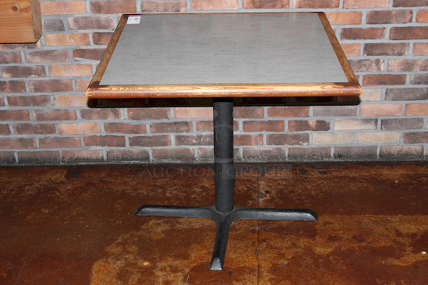 SOLID! High Quality Wood table Top With Cast Iron Base. 
34x34x29-1/2 - Image 3 of 4