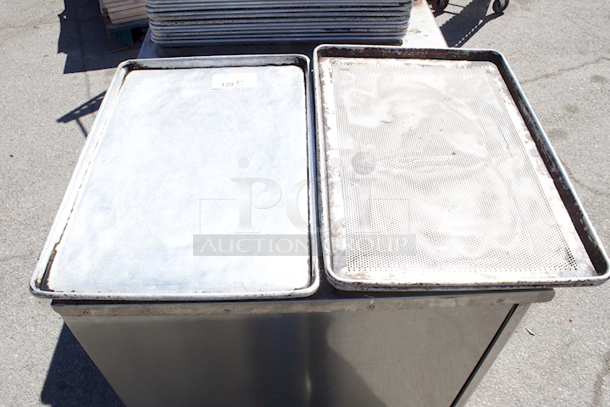 Full Size Sheet Pans, Wire In Rim Aluminum Pans. (27) Standard, (2) Perforated. 22x Your Bid