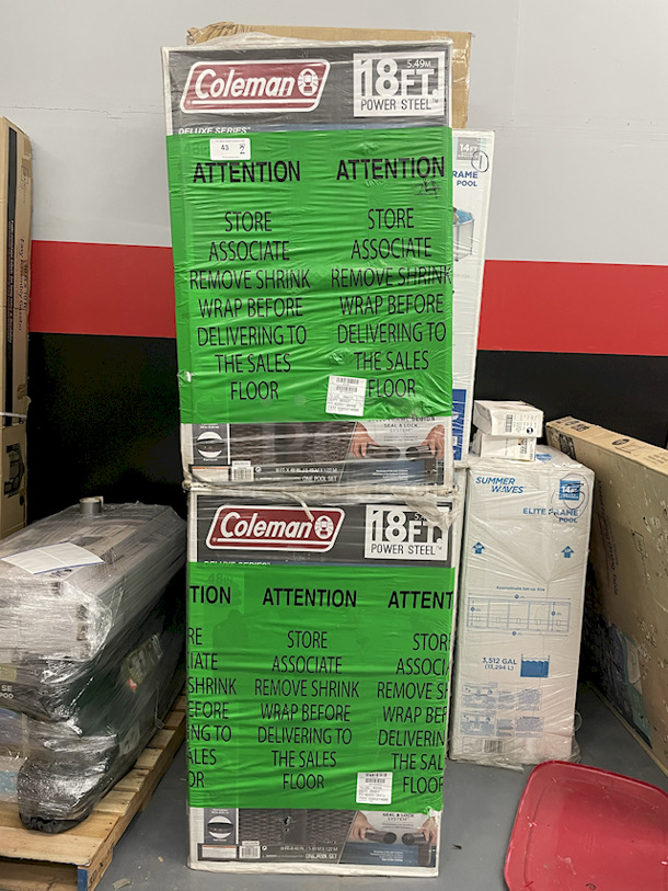 DOUBLE DOWN!! [2] Coleman Power Steel 18ft x 48in Round Above Ground Pool Sets. Each Kit Contains: 1 pool, 1 filter pump (compatible with Type III cartridge), 1 ladder, 1 pool cover. 2x Your Bid - Image 2 of 3