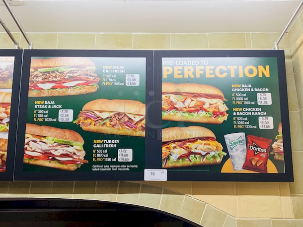 Visual Graphic Systems Full Size Illuminated Magnetic Menu Board. Easily Change Menu By Pulling Back The Magnetic Boarder.  - Image 1 of 3
