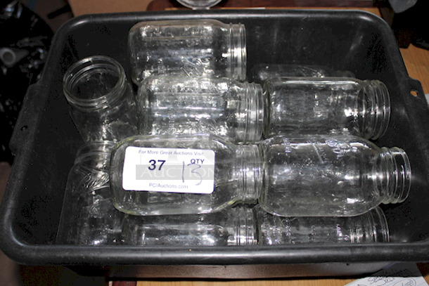 LARGE DRINKS! Kerr 505ZFP 32 oz. Quart Regular Mouth Glass Mason Jars & Bus Tub. 13x Your Bid - Image 3 of 3