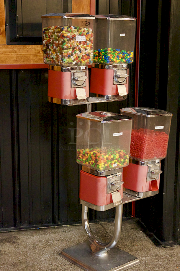 Coin Operated 4 Choice Candy Vending Machine On Weighted Stand - Image 3 of 4