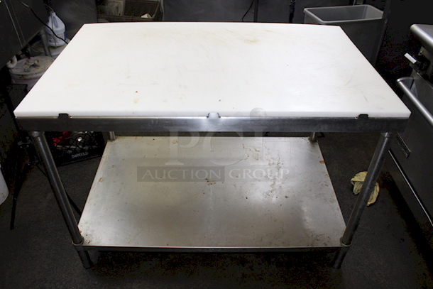 HEAVY DUTY! Stainless Steel Table With Full Size Cutting Board and Under-Shelf. Aprox. 48x30x34 - Image 2 of 4