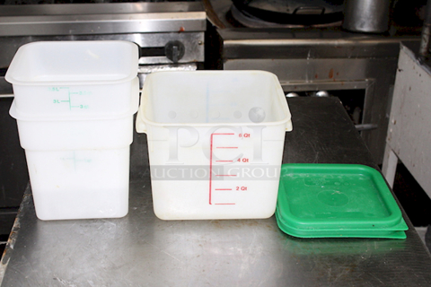 3 Graduated Food Ingredient Bins With (2) Lids. 3x Your Bid