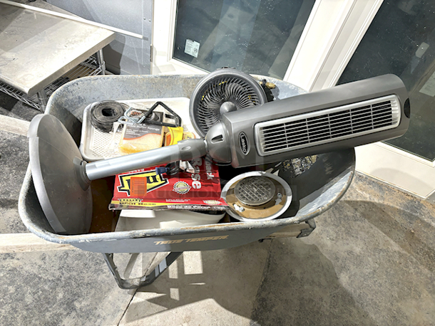 True Temper Wheel Barrow With (2) Fans, Construction Material, Beer Cleaner, Hardware, Gas Line And Hidden Hitch 80232 6000lbs Trailer Hitch - Image 3 of 5