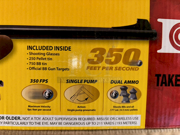 Daisy BSA Model 1910 Single Pump Double Ammo BB / Pellet Gun Kit . INCLUDED INSIDE: • Shooting Glasses • 250 Pellet tin • 750 BB tin • Official BB Gun Targets - Image 3 of 3