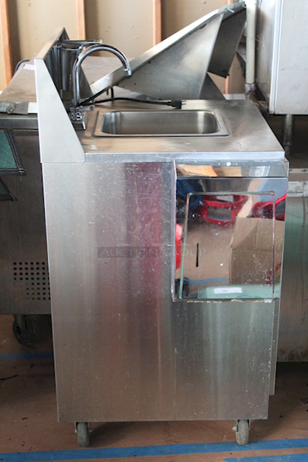 AMAZING! Crown Verity CV-PHS-4C Space Saver Single Bowl Cold Water Portable Hand Sink Cart, With Electric  Pump & Hands Free Pump Saver Foot Pedal, Soap Dispenser Holder and Paper Towel Dispenser On Commercial Casters. Keys Not Included. 120v 25x24-1/4x47-3/4 - Image 11 of 11