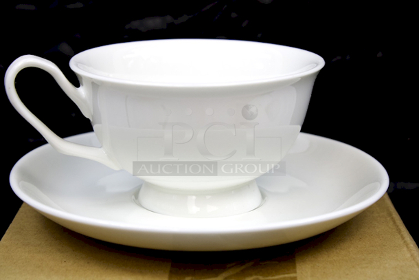 NEW/IN THE BOX (28) Old Amsterdam Porcelain Works #2724-TCup HELIOS Bone China Tea Cup and Saucer Sets. 28x Your Bid
 - Image 2 of 5