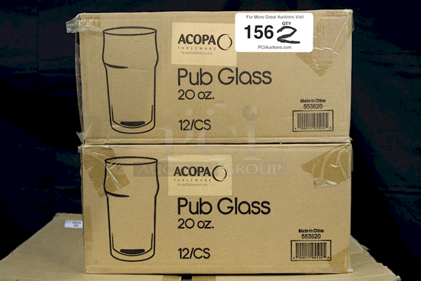 BRAND NEW!! (2) Cases of ACOPA 553620  20 OZ. English Pub Glasses - 12/CASE. 2x Your Bid - Image 1 of 3